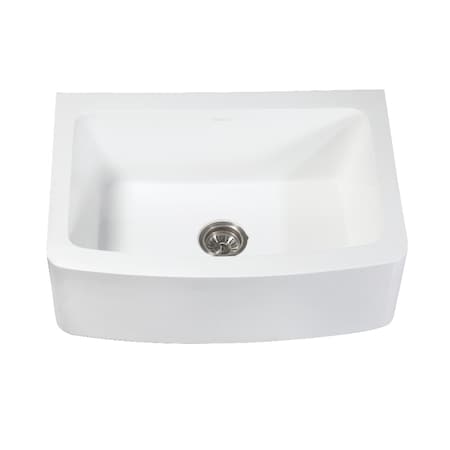 Gourmetier GKFA30229 Solid Surface 30" x 22" Farmhouse Sgl Bowl Kitchen Sink, Wht GKFA30229